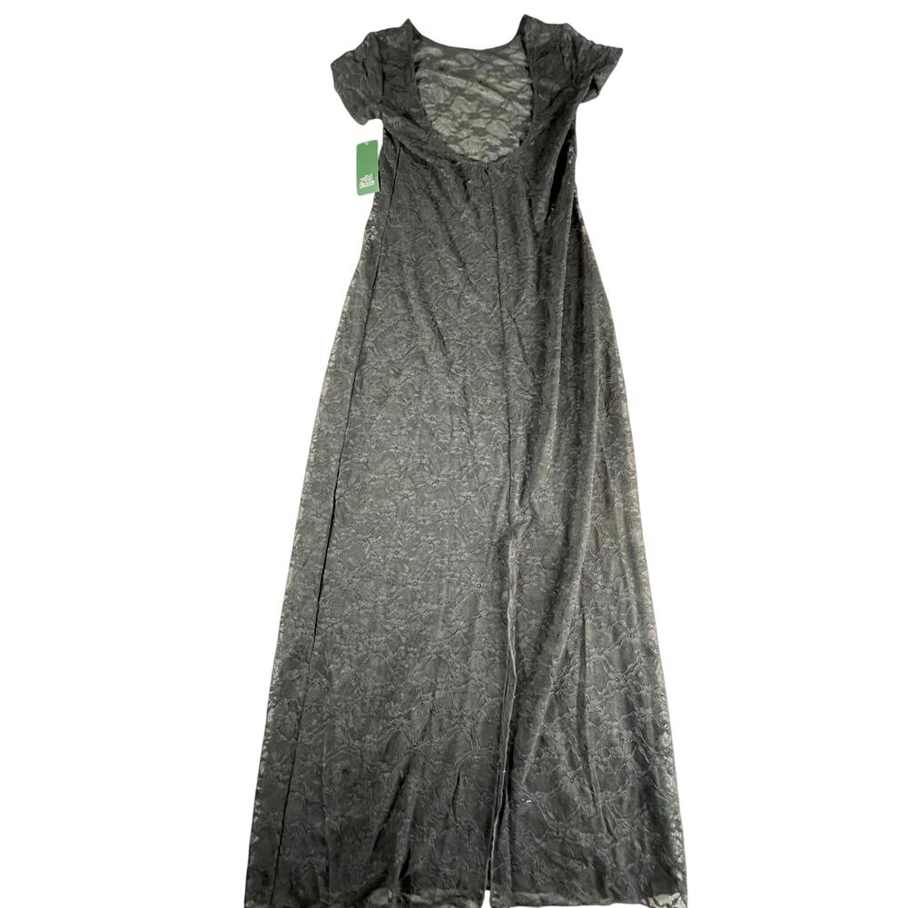 Wild Fable Dress Women Small Black Lace Maxi Short Sleeve Back Slit Lined NWT